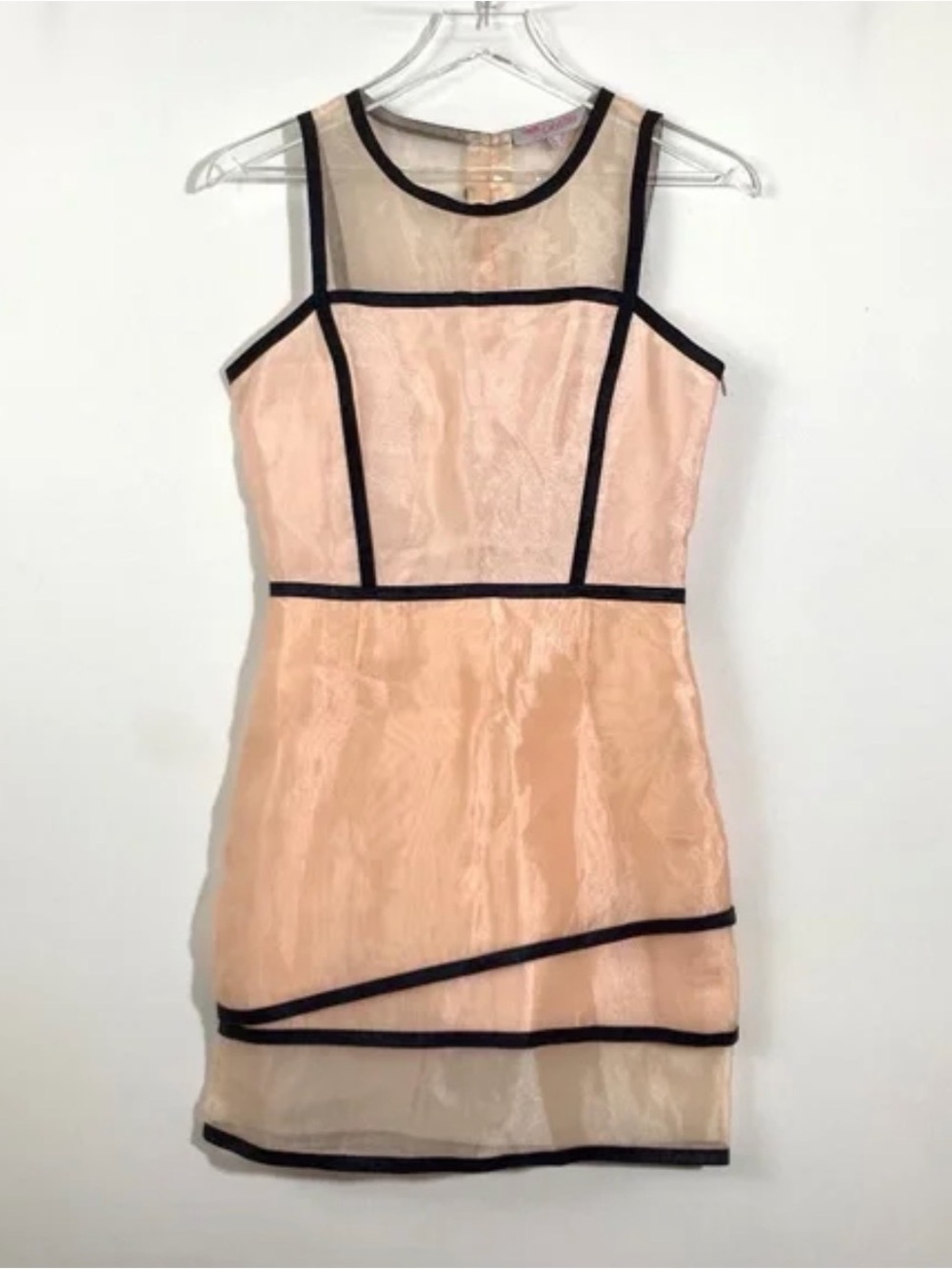 ASOS Nude Pink Mini Dress with Black Piping